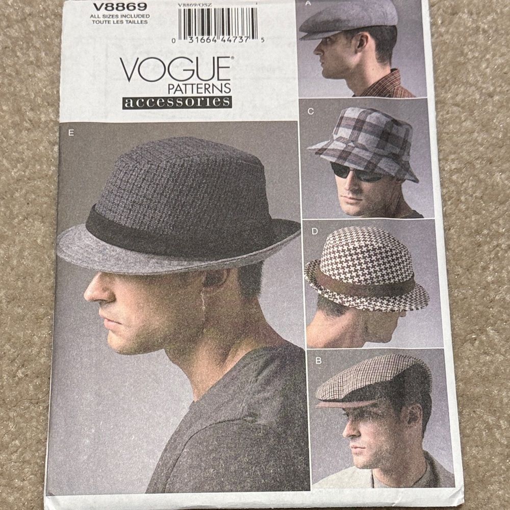 Vogue men's hat sewing pattern
